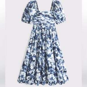 The A&F Emerson Poplin Puff Sleeve Midi Dress - worn once. Great condition!